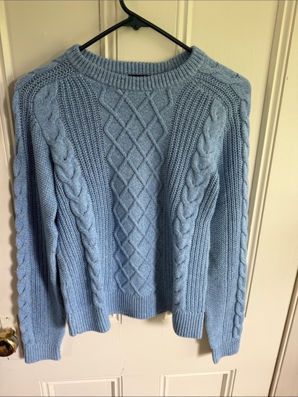 Talbots Light Blue Cable Knit Crewneck Sweater